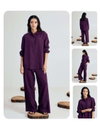 Purple Colour Linen Blend Western Ladies Wear Co Ord Set SET0215
